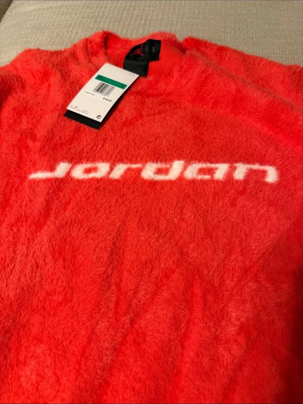 Jordan Red Fuzzy Crewneck with White Logo